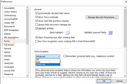 Enable Auto-Complete feature to fill in a form - Foxit Software