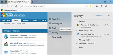 Enable or Disable Saving History in Microsoft Edge in Windows 10