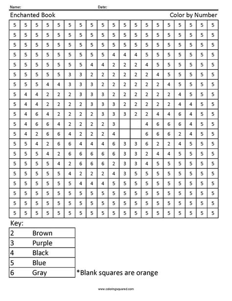 Enchanted Book Color by Number Worksheet Color by number printable