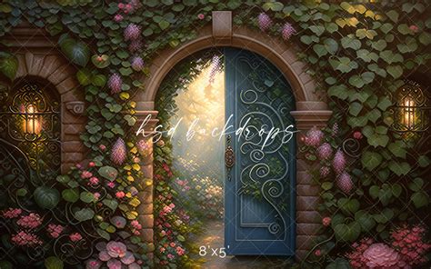 Enchanted Garden Door Fantasy Photo Backdrop for Studio Photography