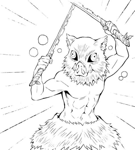 Enchanting Demon Slayer Coloring Pages Inosuke Unleashed