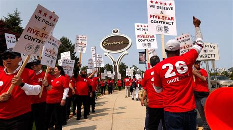 Encore Boston Harbor workers from 2 unions vote to authorize strike