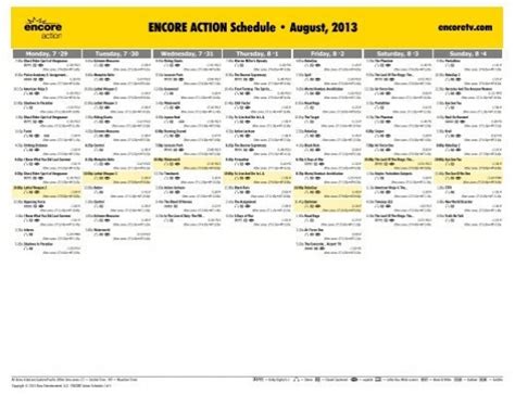 Encore action schedule. Encore Mystery Schedule â ¢ October, 2009 - Starz 
