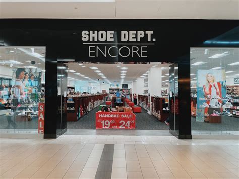 Encore shoe dept. SHOE DEPT. ENCORE carries popular-price brands as well as Clarks, Columbia, Stacy Adams, Skechers, Steve Madden, Timberland, Tommy Hilfiger, Hey Dude, Crocs and branded athletics such as Adidas, New Balance, and Puma. We have products from Ladies’, Men's and Children's Shoes, Handbags, Accessories and Shoe Care. 719-545-1235. 