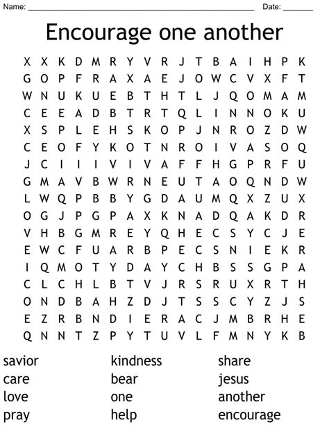Encourage one another Word Search WordMint