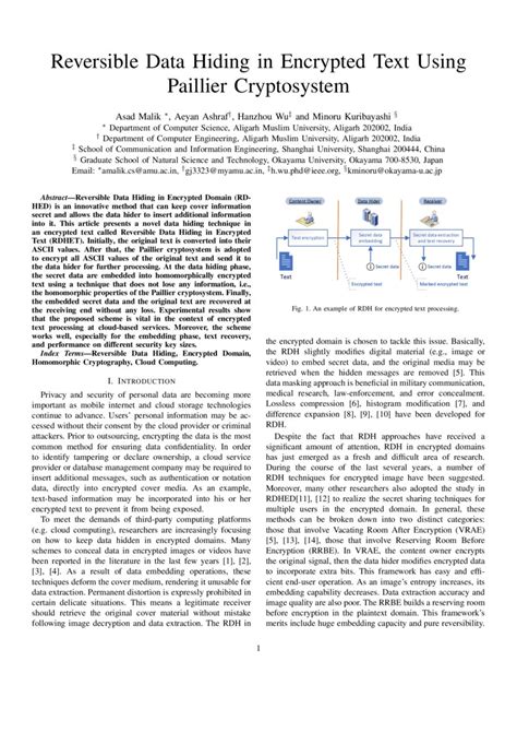 Encrypted Images Based Reversible Data Hiding In Paillier Cryptosystem Springerlink