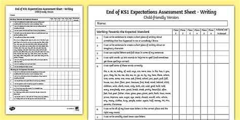 End of KS1 Expectations Tracking Sheet - Writing - Twinkl