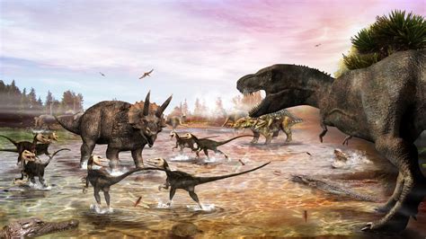 The Cretaceous–Paleogene (K–Pg) extinction event, also known as the Cretaceous–Tertiary (K–T) extinction, was a sudden mass extinction of three-quarters of the plant and animal species on Earth, approximately 66 million years ago. The event caused the extinction of all non-avian dinosaurs. . 