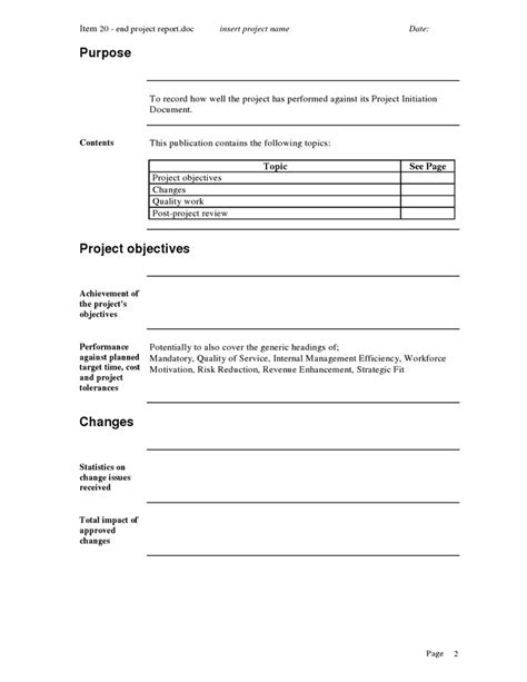 End of project report template Project Approach Pinterest