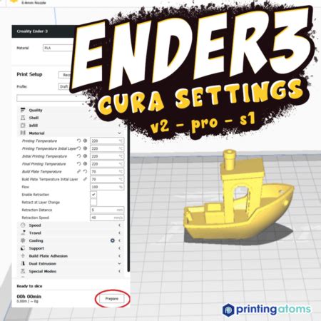 Ender 3 (V2/Pro/S1) Cura Settings & Profile - Printing Atoms