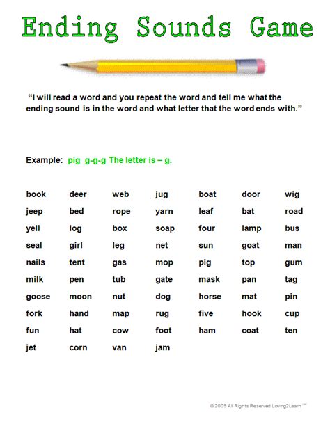 Ending Sounds Game and Learn Along Video