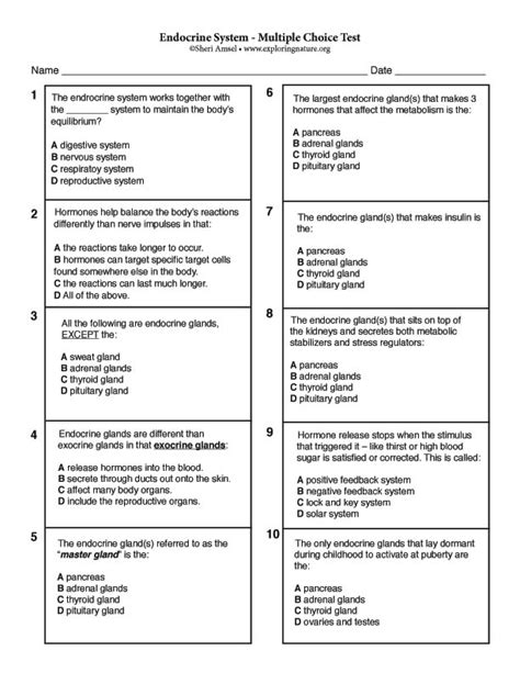 Endocrine System Nursing Test Questions With Answers