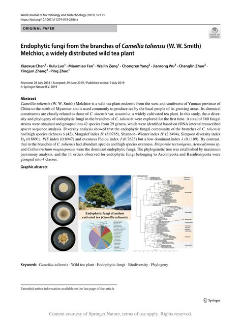 Endophytic fungi from the branches of Camellia taliensis (W …