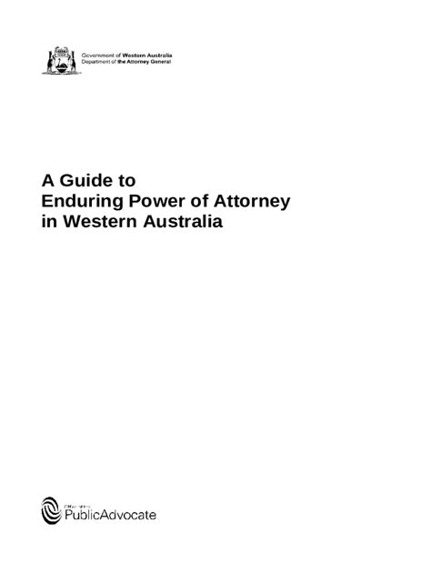 Enduring Power of Attorney Western Australian Government