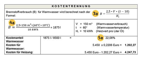 Energiebedarf warmwasser (kwh) formel