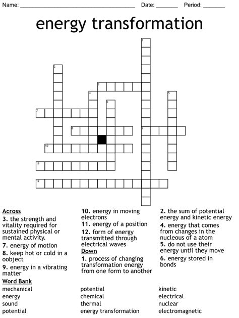 Energy Transformation Game Worksheet Answer Key Printable Jay Sheets