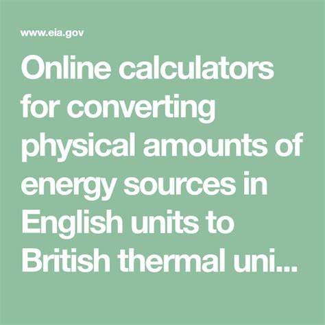 Energy conversion calculators - U.S. Energy Information Administration ...