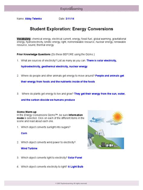 Download energy conversion gizmo answer key. Learn about energy conversion and law of energy conversion with examples at byju's. Four examples of renewable resources are featured in the energy conversions gizmo. Hydrogen is changed into helium by a nuclear reaction.. 