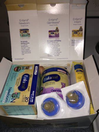 Enfamil welcome box. Hey, Milestone (formerly Noobie) The free sample box from Hey, Milestone rotates monthly and is jam-packed with items from different brands. The box includes twelve or more samples from brands such as Lansinoh, Upspring, Original Sprout, Aquaphor, ByHeart, and Water Wipes, and more when writing this post. 