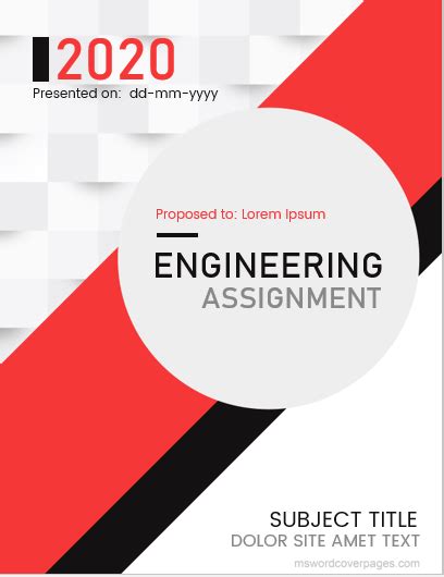Engineering Assignment Cover Page Templates Ms Word Cover Page Templates