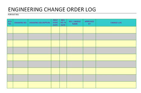Engineering Change Order Log format Samples Word Document Download