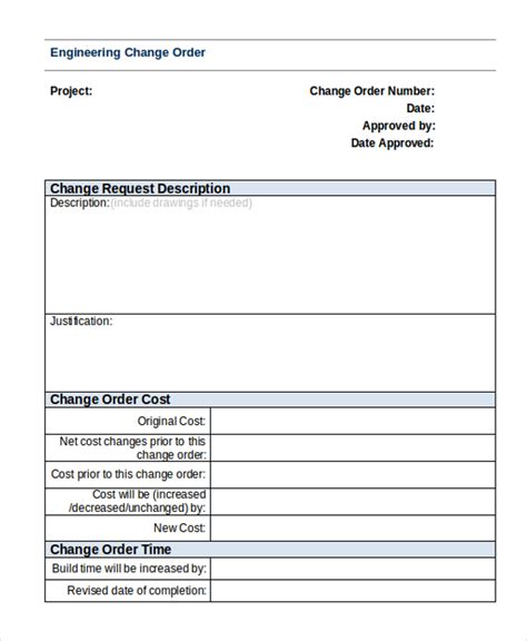 Engineering Change Order Template Word