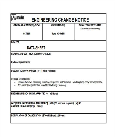 Engineering Change Request Template Excel Printable Word Searches