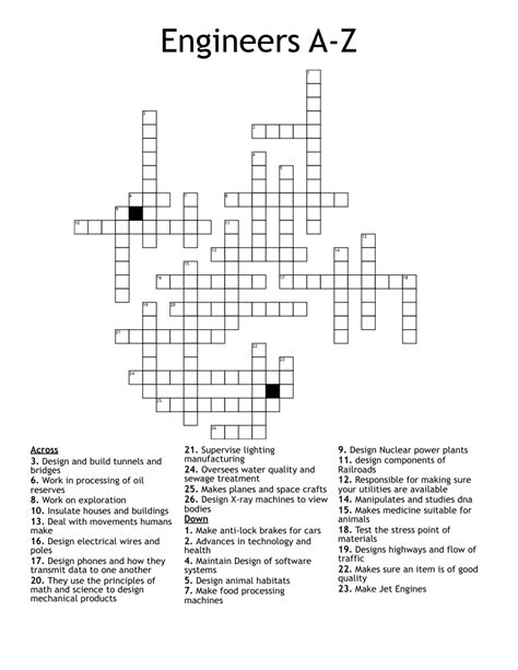 Engineering Crossword WordMint