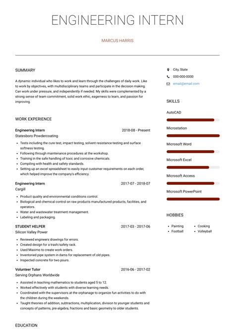 Engineering Intern Resume Example & Guide (2021) ZipJob