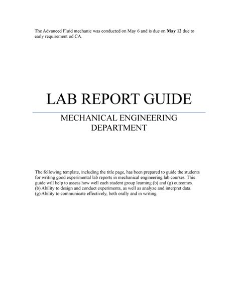 Engineering Lab Report Template Sample Professional Template