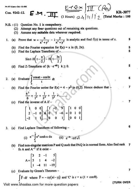 Engineering Mathematics 3 Question Papers Download Online Free