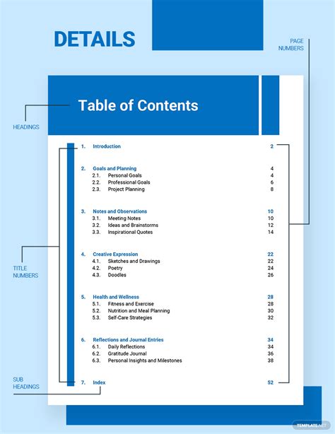 Engineering Notebook Table Of Content Free Printable