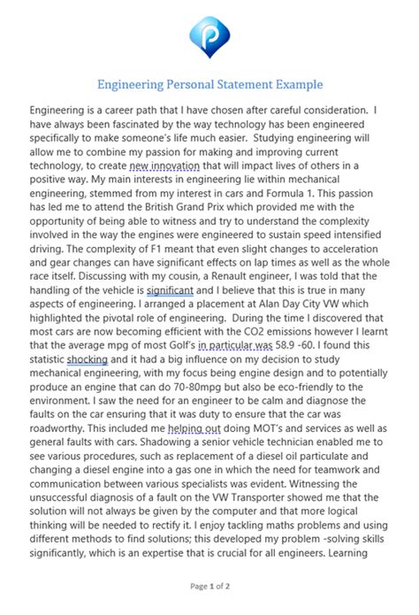 Engineering Personal Statement Template