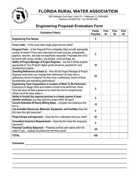 Engineering Proposal Evaluation Form
