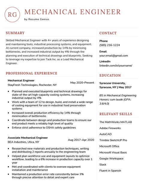 Engineering Resume Examples & Format for 2024