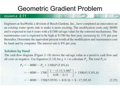 Engineering economics gradient problems and solutions.  Each problem provides the par...