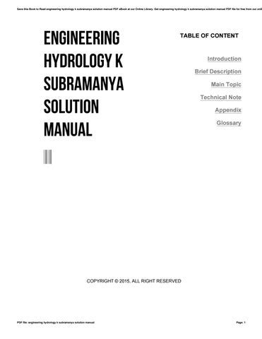 Engineering hydrology k subramanya solution manual. - Exilio en la poesía de luis cernuda.