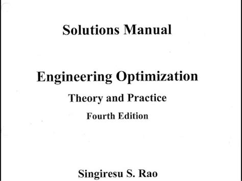 Engineering optimization theory and practice solution manual. - Torpedoboote der k.u.k. kriegsmarine von 1875-1918.