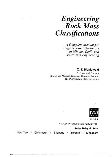 Engineering rock mass classifications a complete manual for engineers and. - Sobre el carácter gerencial de la función pública.