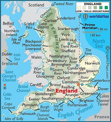 England Large Color Map
