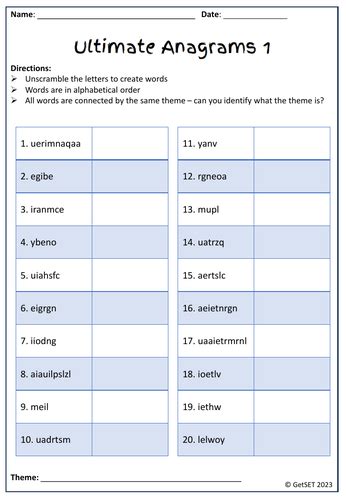 English Anagrams Teaching Resources TPT