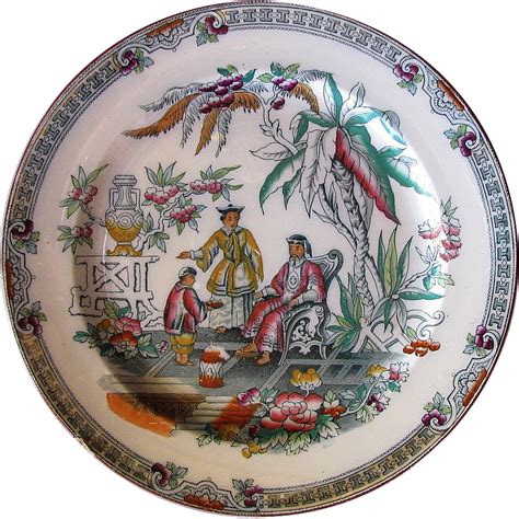 English Chinoiserie Plate, Pekin Pattern, Antique 19th C Chinoiserie