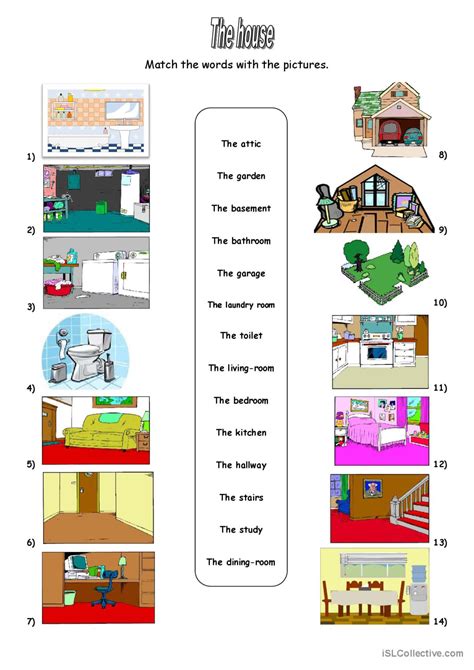 English ESL parts of the house worksheets - iSLCollective