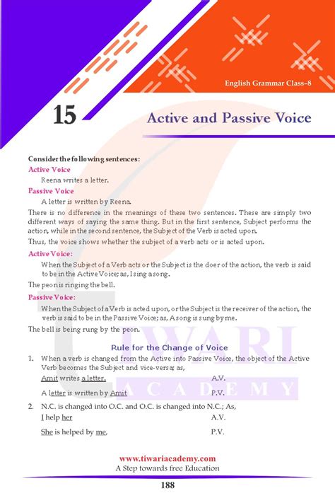 English Grammar Active and Passive voice Class 12th & (9th to