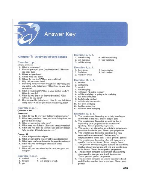 English Grammar Answer Key