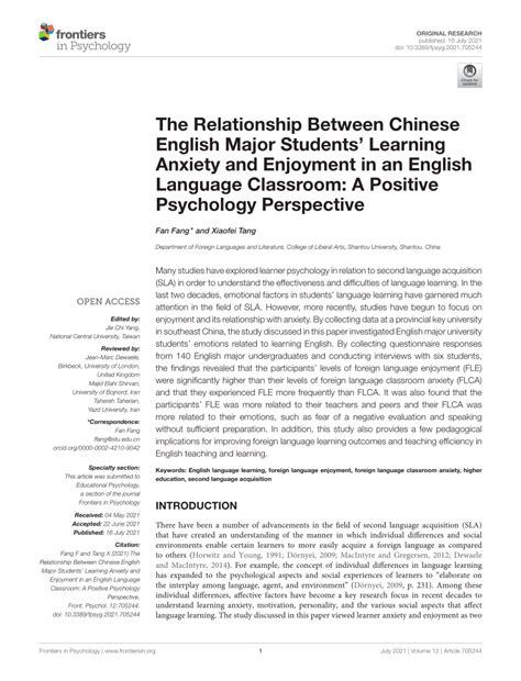 English Language Classroom Anxiety and Enjoyment in …