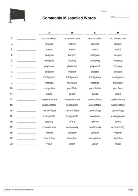 English Spelling Test Worksheet Generator Quickworksheets Net
