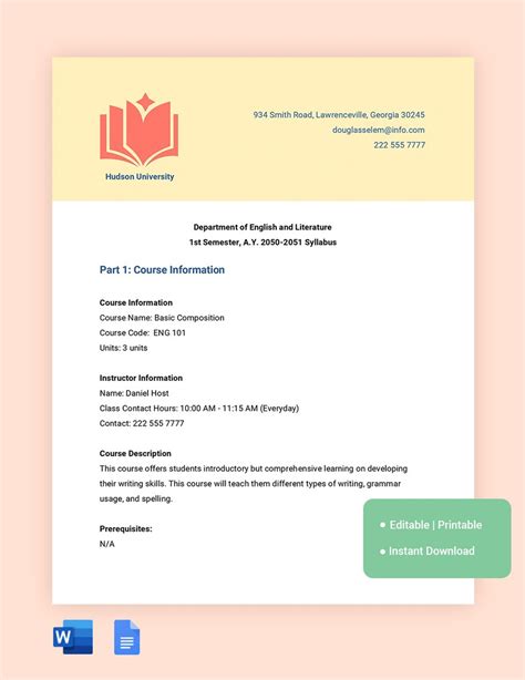 English Syllabus Template Syllabus template, Syllabus, Visual syllabus