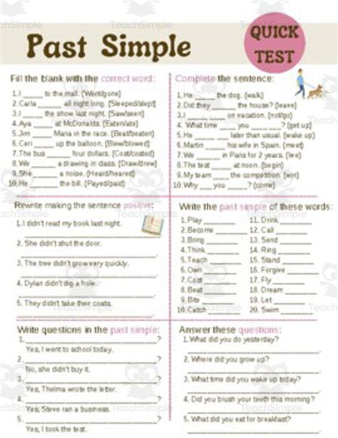 English Test on Simple Past 1. 