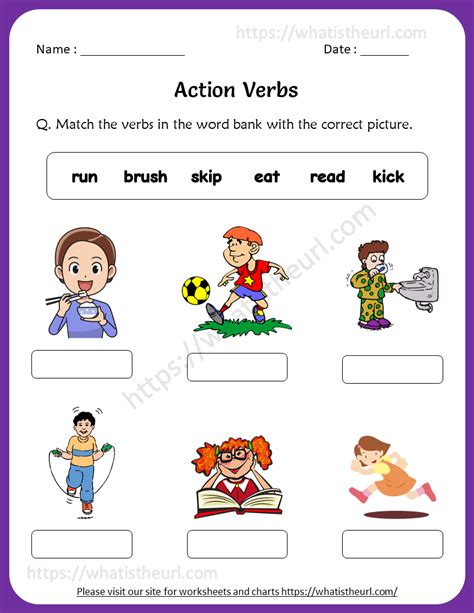 English Verb Worksheet For Class 1